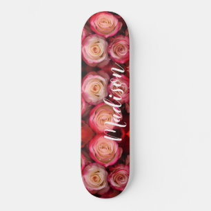 Meisjes Roze Floral Rozen Persoonlijke naam Persoonlijk Skateboard