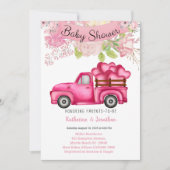 Meisjes Roze Floral Truckload Hearts Baby shower Kaart (Voorkant)