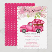 Meisjes Roze Floral Truckload Hearts Baby shower Kaart (Voorkant / Achterkant)