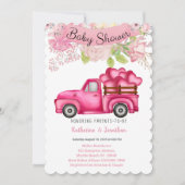 Meisjes Roze Floral Truckload Hearts Baby shower Kaart (Voorkant)