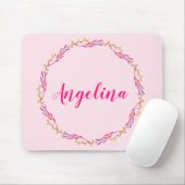 Meisjes  Roze Floral Wreatsnaam Muismat (Met muis)