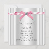 Meisjes Roze Foto Verjaardagsfeest Kaart (Achterkant)