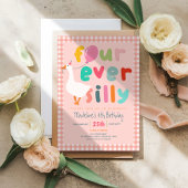 Meisjes Roze “Four Ever Silly” Gans 4e Verjaardag Kaart