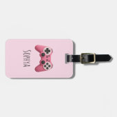 Meisjes Roze Gaming Videogame Controller Kinderen Bagagelabel (Voorkant horizontaal)