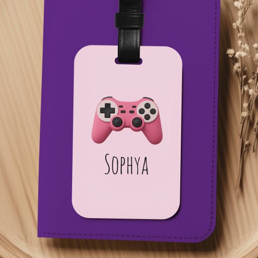 Meisjes Roze Gaming Videogame Controller Kinderen Bagagelabel