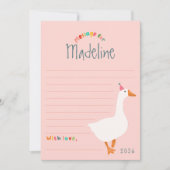 Meisjes Roze Gans Eerste Verjaardag Tijd Capsule K Kaart (Voorkant)