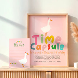 Meisjes Roze Gans Eerste Verjaardag Tijd Capsule S Perfect Poster