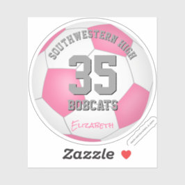 Meisjes roze, gepersonaliseerde voetbal sticker