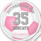 Meisjes roze, gepersonaliseerde voetbal sticker (Voorkant)