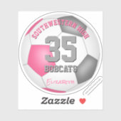 Meisjes roze, gepersonaliseerde voetbal sticker (Vel)