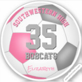 Meisjes roze, gepersonaliseerde voetbal sticker (Voorkant)