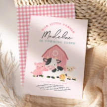 Meisjes Roze Gingham Boerderij Barnyard 3e Verjaar