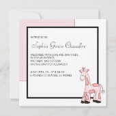 Meisjes Roze Giraffe Foto Geboorteaankondiging Aankondiging (Achterkant)