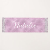 Meisjes roze Glitter Aangepast script naam Yogamat (Voorkant (horizontaal))