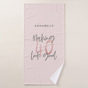 Meisjes roze glitter modern stijlvol 40ste verjaar badhanddoek