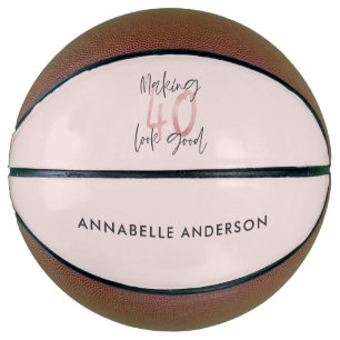 Meisjes roze glitter modern stijlvol 40ste verjaar basketbal