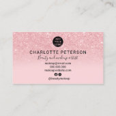 Meisjes roze glitter ombre sparkles name mamake up visitekaartje (Achterkant)