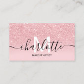 Meisjes roze glitter ombre sparkles name mamake up visitekaartje (Voorkant)