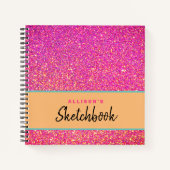 Meisjes roze glitter script aangepast zakboek notitieboek (Voorkant)