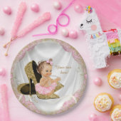 Meisjes Roze Goud Hoge Hak Baby shower Papieren Bordje (Feest)
