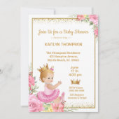Meisjes Roze Goud Prinses Baby shower Kaart (Voorkant)