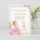 Meisjes Roze Goud Prinses Baby shower Kaart (Staand voorkant)