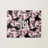 Meisjes roze goud roze met zebra strepen volleybal legpuzzel (Horizontaal)