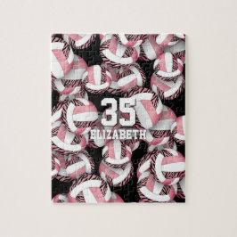 Meisjes roze goud roze met zebra strepen volleybal legpuzzel