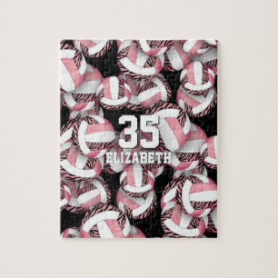 Meisjes roze goud roze met zebra strepen volleybal legpuzzel