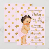 Meisjes Roze Gouden Parel Baby shower Kaart (Voorkant / Achterkant)