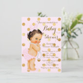 Meisjes Roze Gouden Parel Baby shower Kaart (Staand voorkant)