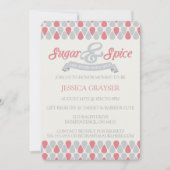 Meisjes Roze Grijs Baby shower Suiker en Kruid Kaart (Voorkant)