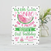 Meisjes roze groen één in een meloen op de eerste  kaart (Staand voorkant)