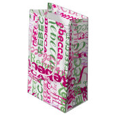 Meisjes roze groene vun naam Collage Allover Print Klein Cadeauzakje (Achterkant Gekanteld)
