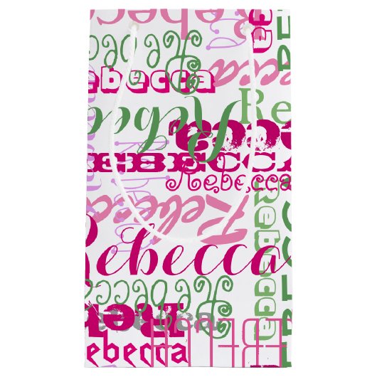 Meisjes roze groene vun naam Collage Allover Print Klein Cadeauzakje (Voorkant)