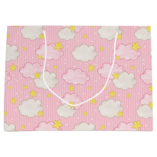 Meisjes Roze Hemelse Wolken Groot Cadeauzakje (Voorkant)