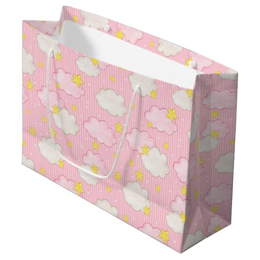 Meisjes Roze Hemelse Wolken Groot Cadeauzakje (Voorkant Gekanteld)