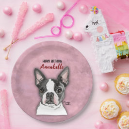 Meisjes Roze Hond Verjaardagsfeest Borden  Papieren Bordje