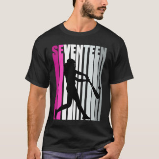 Meisjes roze honkbal 17e verjaardag op een zachte t-shirt
