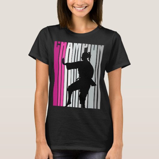 Meisjes roze Karate Birthday Sparring Retro T-shirt (Voorkant)