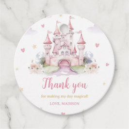 Meisjes Roze Kasteel Prinses Verjaardag Dank u Bedankjes Labels