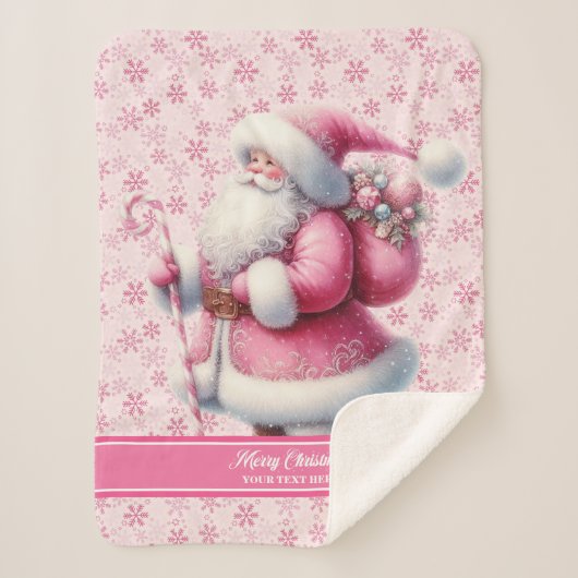 Meisjes Roze Kerstman Deken Custom Pinkmas Naam (Voorkant)