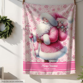 Meisjes Roze Kerstman Deken Custom Pinkmas Naam