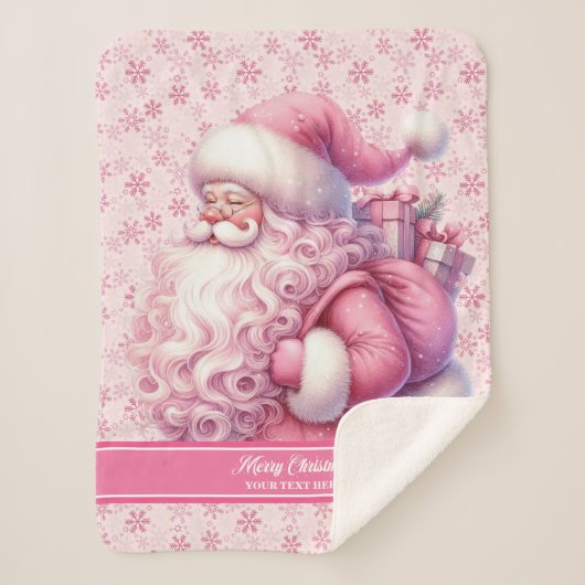 Meisjes Roze Kerstman Naam Deken Vakantie Pinkmas (Voorkant)