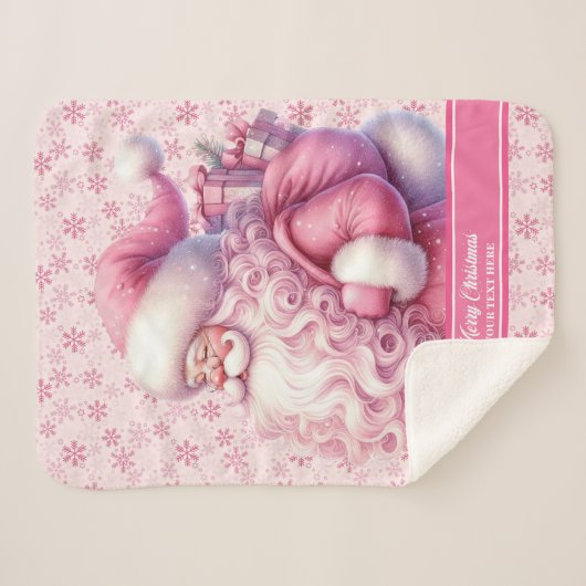 Meisjes Roze Kerstman Naam Deken Vakantie Pinkmas (Voorkant (horizontaal))