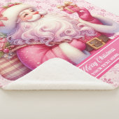 Meisjes Roze Kerstmisdeken Aangepaste Naam Sherpa Deken (3/4)