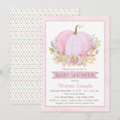 Meisjes Roze Kleine Pompoen Baby Douche Uitnodigin Kaart (Voorkant / Achterkant)