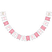 Meisje's Roze Konijn Gelukkige 1e Verjaardag Vlaggetjes (Alle)