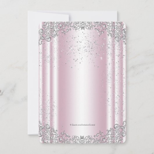 Meisjes Roze Kruis Foto Eerste Communie Kaart (Achterkant)