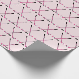 Meisjes Roze kruisesse ockey Sticks en Puck Cadeaupapier